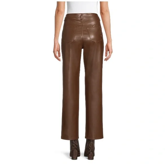 No Boundaries Junior’s High Rise Faux Leather Pants Hot Chocolate - Picture 4 of 5